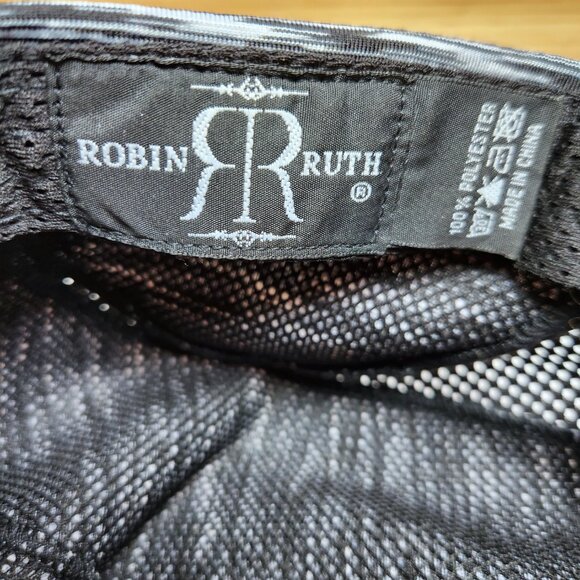 Robin Ruth Hawaii Aloha Hat Adjustable Black and White with Mesh Detail Around - Picture 7 of 7